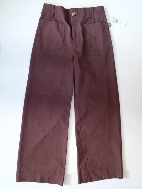 NEW Anthropologie Colette Crop Wide-Leg Pants Maeve 28 Chocolate Brown - Picture 2 of 7